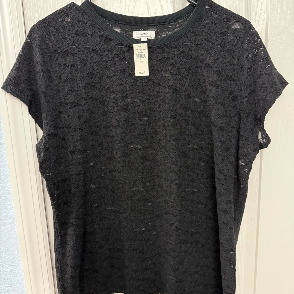 NWT Aerie Black Vintage Lace Top